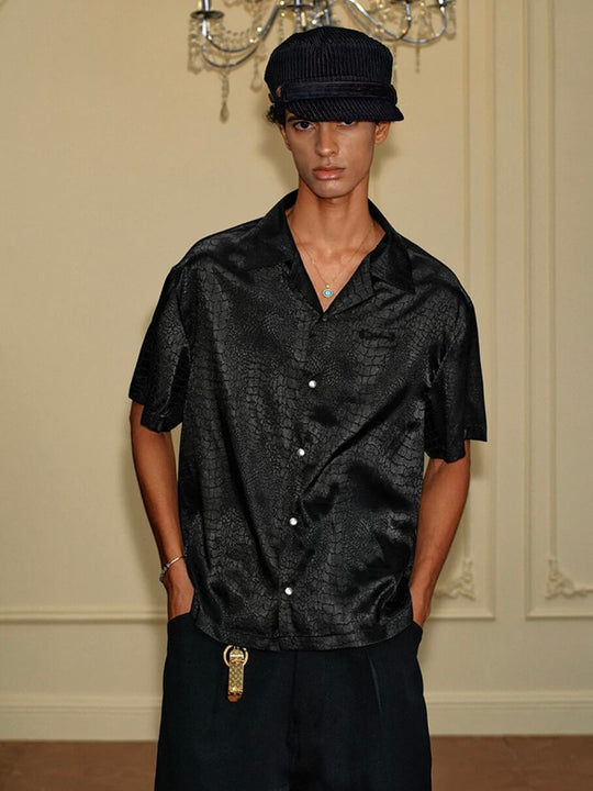 YADcrew Python Pattern Satin Short Sleeve Shirt | Face 3 Face