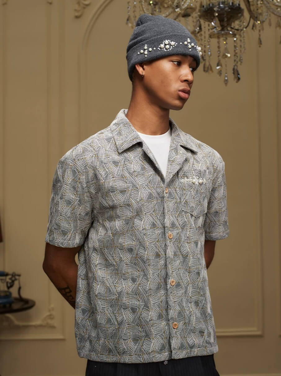 YADcrew 3D Stitch Plaid Short Sleeve Shirt | Face 3 Face