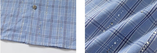 YADcrew All Over Rhinestone Plaid Short Sleeve Shirt | Face 3 Face