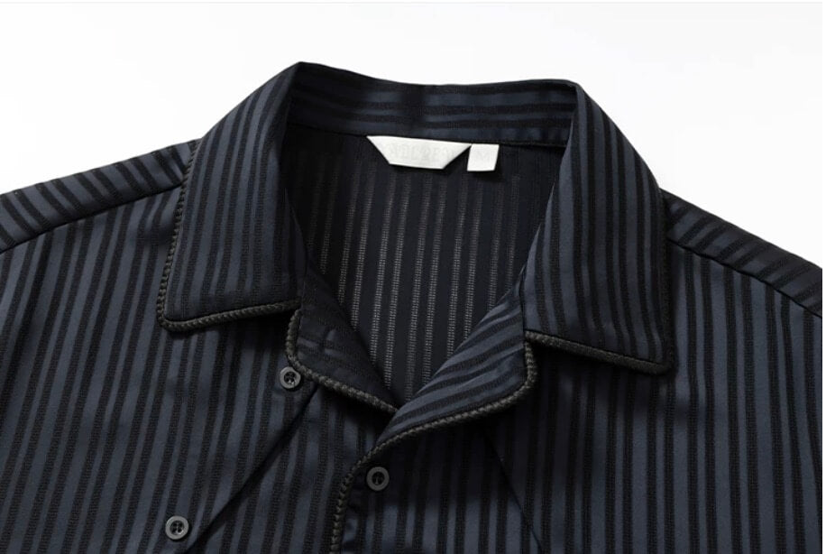 YADcrew Shiny Satin Striped Short Sleeve Shirt | Face 3 Face