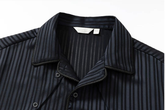 YADcrew Shiny Satin Striped Short Sleeve Shirt | Face 3 Face