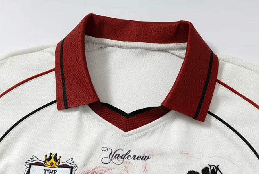 YADcrew Rhinestone Embroidered Patch Horse Print Mesh Polo Jersey | Face 3 Face