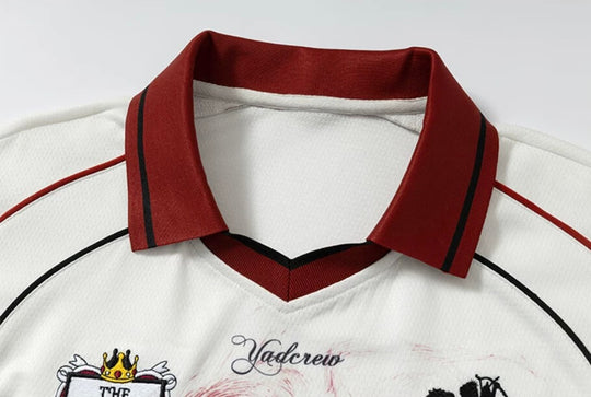YADcrew Rhinestone Embroidered Patch Horse Print Mesh Polo Jersey | Face 3 Face