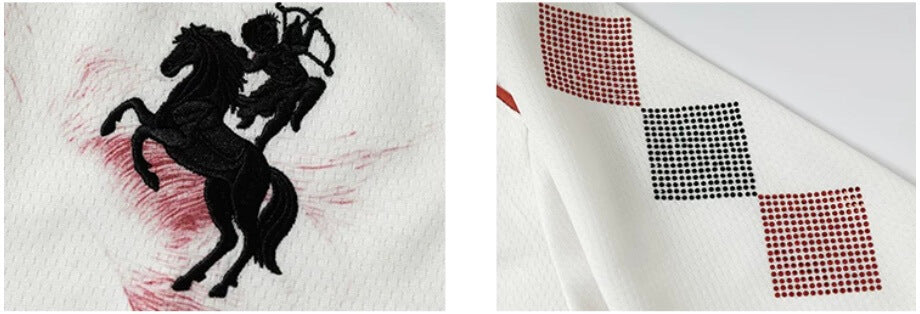 YADcrew Rhinestone Embroidered Patch Horse Print Mesh Polo Jersey | Face 3 Face