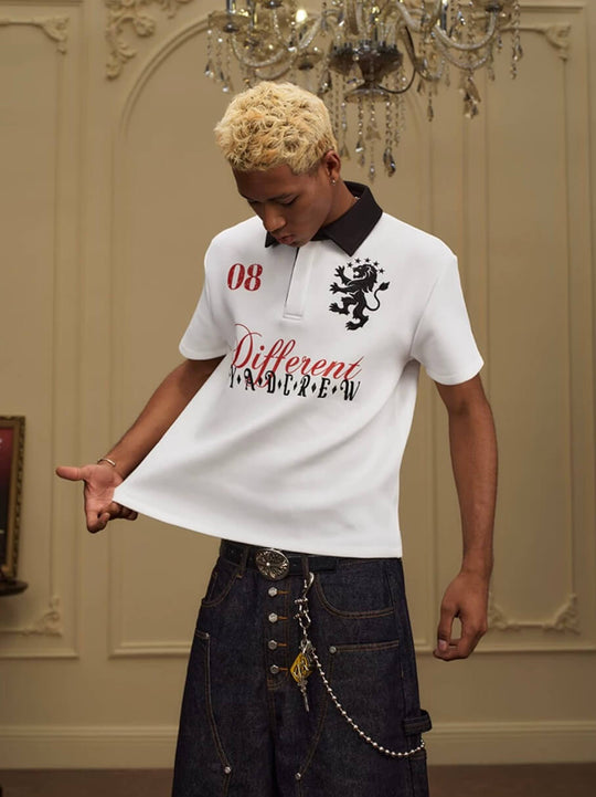 YADcrew Lion Crest Embroidered Polo Shirt | Face 3 Face