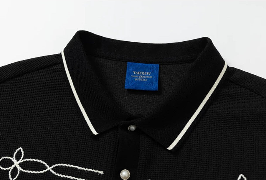 YADcrew Braid Embroidered Waffle Polo Shirt | Face 3 Face