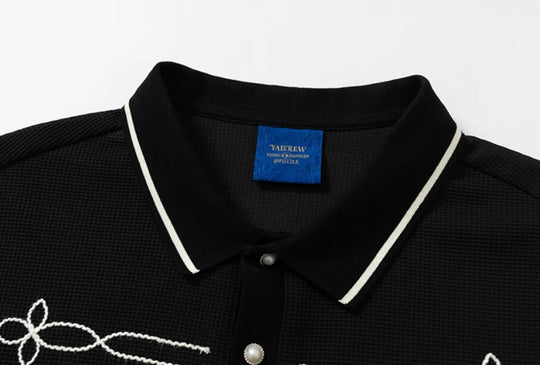 YADcrew Braid Embroidered Waffle Polo Shirt | Face 3 Face