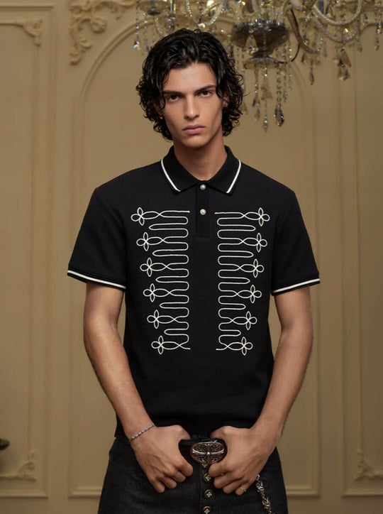 YADcrew Braid Embroidered Waffle Polo Shirt | Face 3 Face