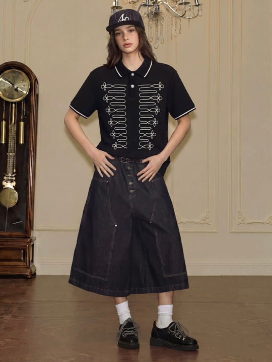 YADcrew Braid Embroidered Waffle Polo Shirt | Face 3 Face