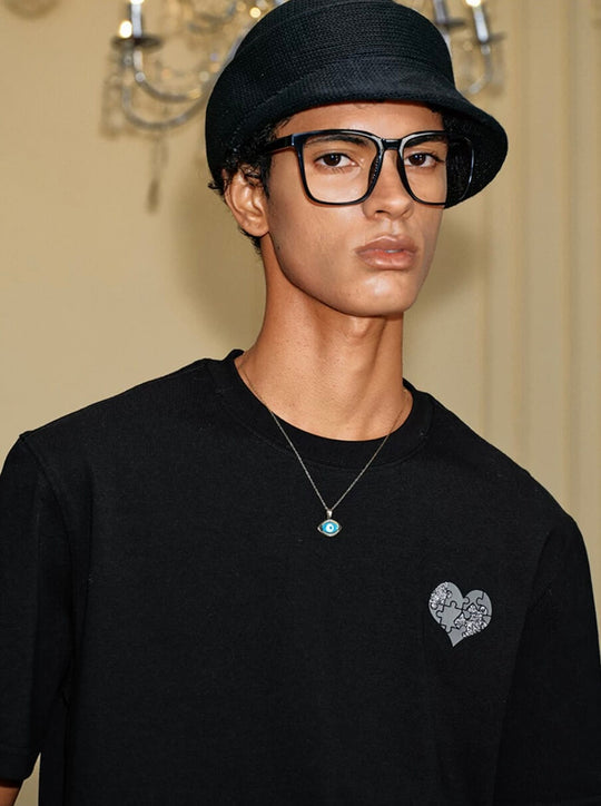 YADcrew Heart Puzzle Logo Print Rhinestone Tee | Face 3 Face