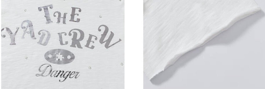 YADcrew Silver Logo Print All Over Rhinestone Tee | Face 3 Face