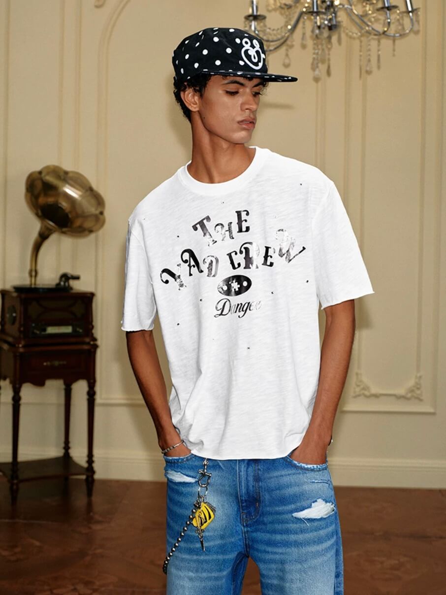 YADcrew Silver Logo Print All Over Rhinestone Tee | Face 3 Face