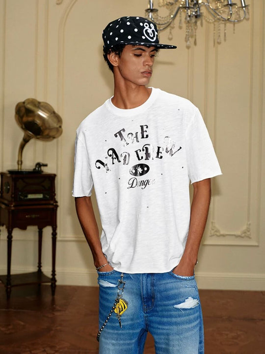 YADcrew Silver Logo Print All Over Rhinestone Tee | Face 3 Face