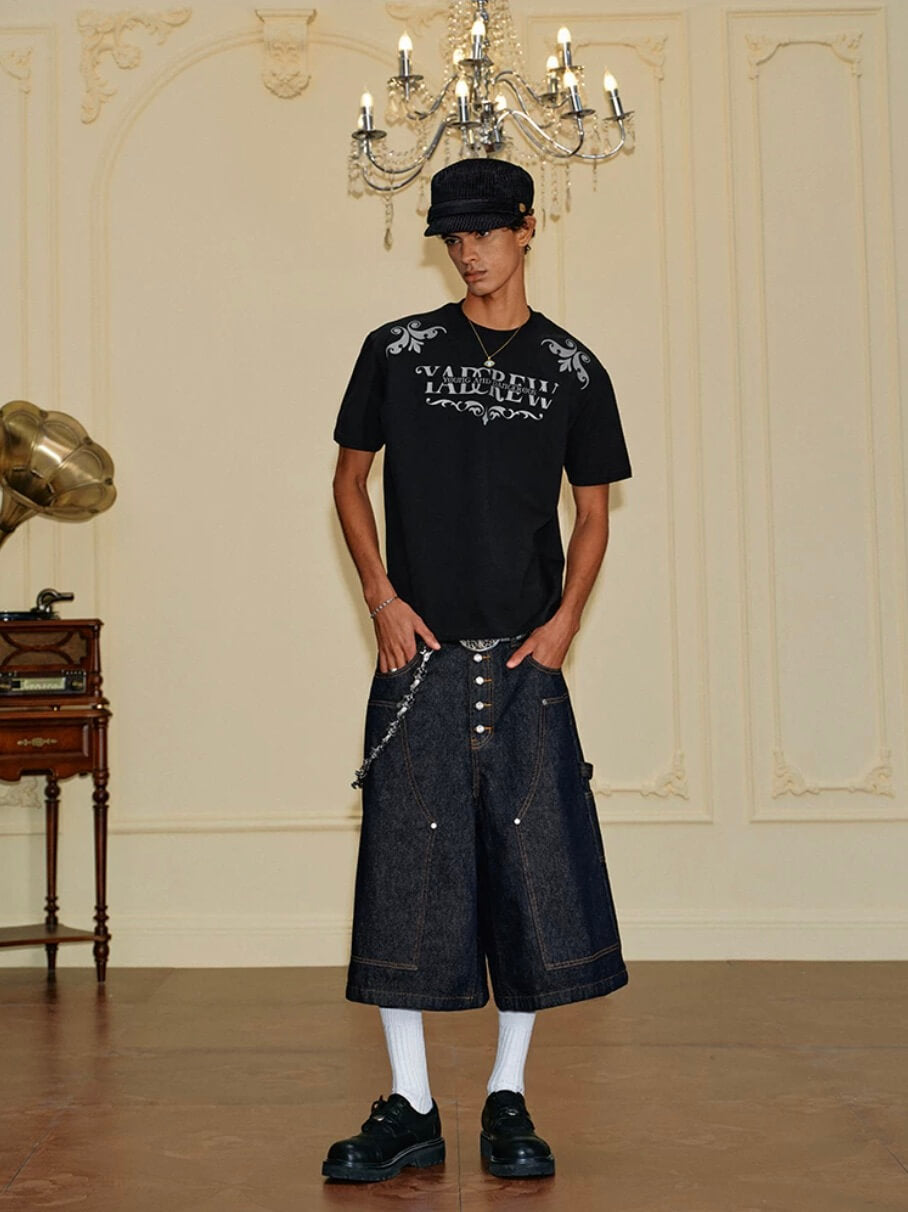 YADcrew Baroque Raised Logo Print Tee | Face 3 Face