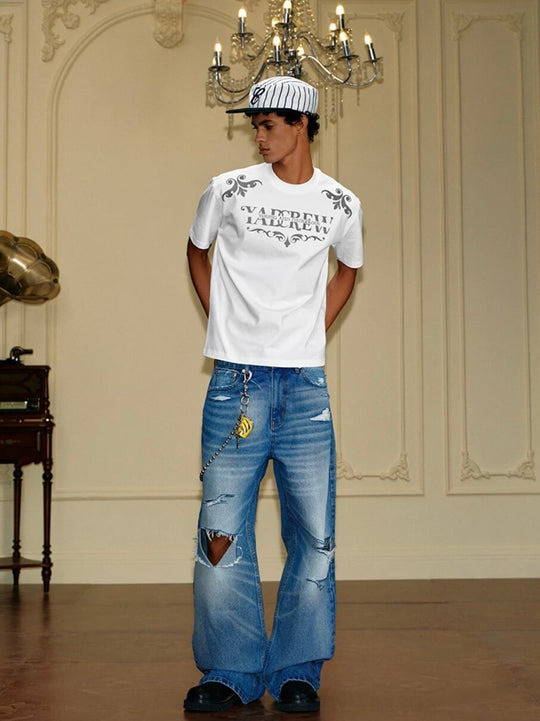 YADcrew Baroque Raised Logo Print Tee | Face 3 Face