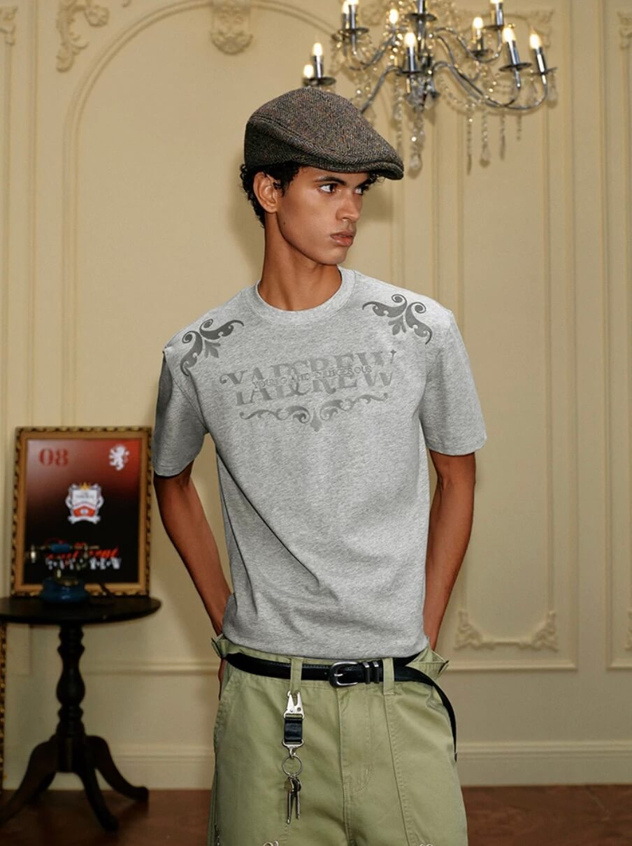 YADcrew Baroque Raised Logo Print Tee | Face 3 Face