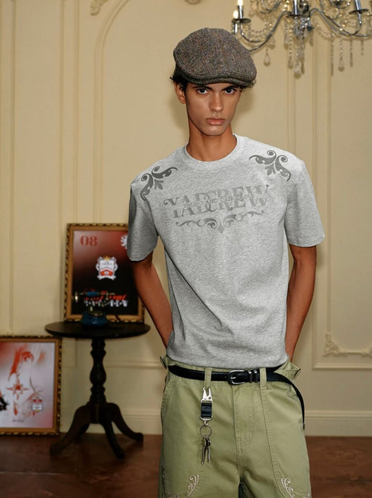 YADcrew Baroque Raised Logo Print Tee | Face 3 Face