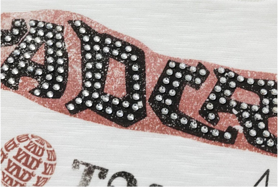 YADcrew Vintage Lion DTG Print Rhinestone Tee | Face 3 Face