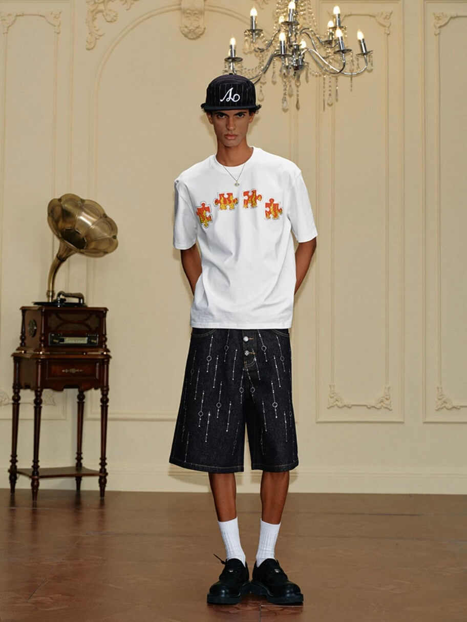 YADcrew Puzzle Piece Flame Rhinestone Tee | Face 3 Face