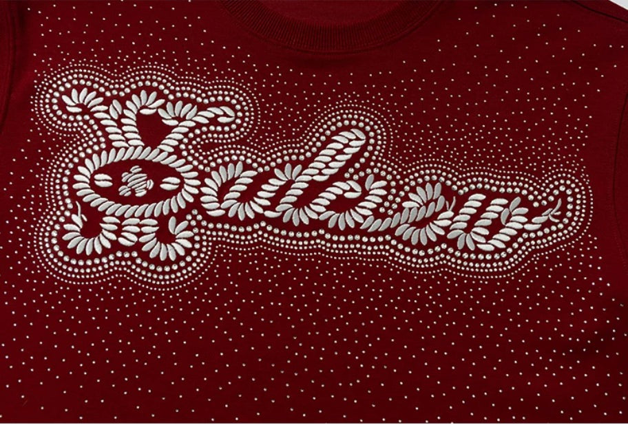 YADcrew Rhinestone Studded Rope Logo Embroidered Tee | Face 3 Face