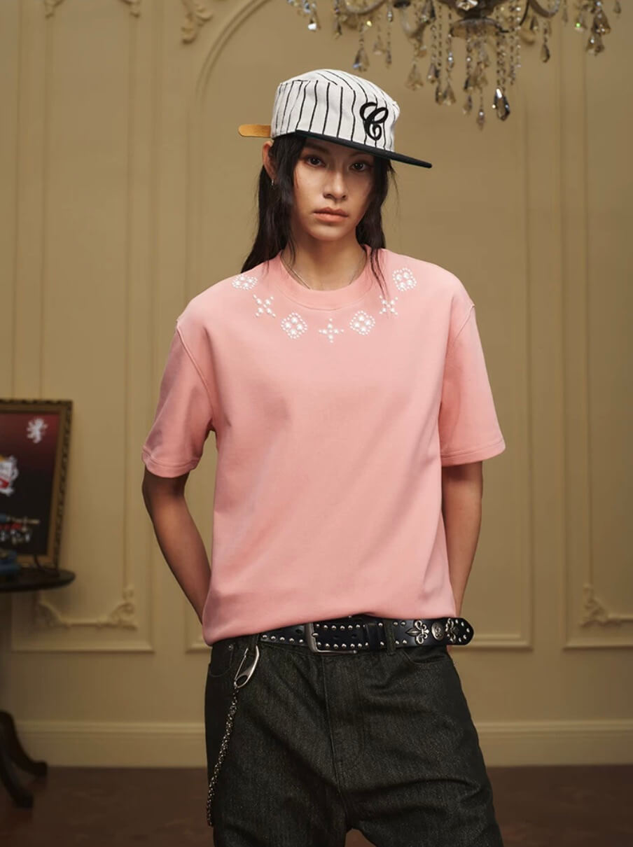 YADcrew Clover Pearl Neckline Tee | Face 3 Face