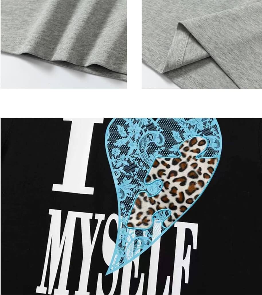 YADcrew Heart Puzzle Patchwork Lace Leopard Tee | Face 3 Face