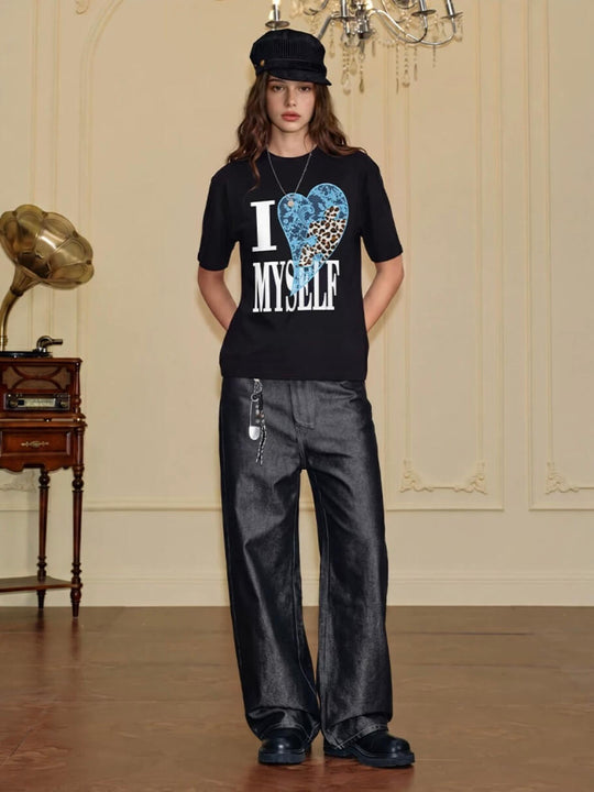 YADcrew Heart Puzzle Patchwork Lace Leopard Tee | Face 3 Face