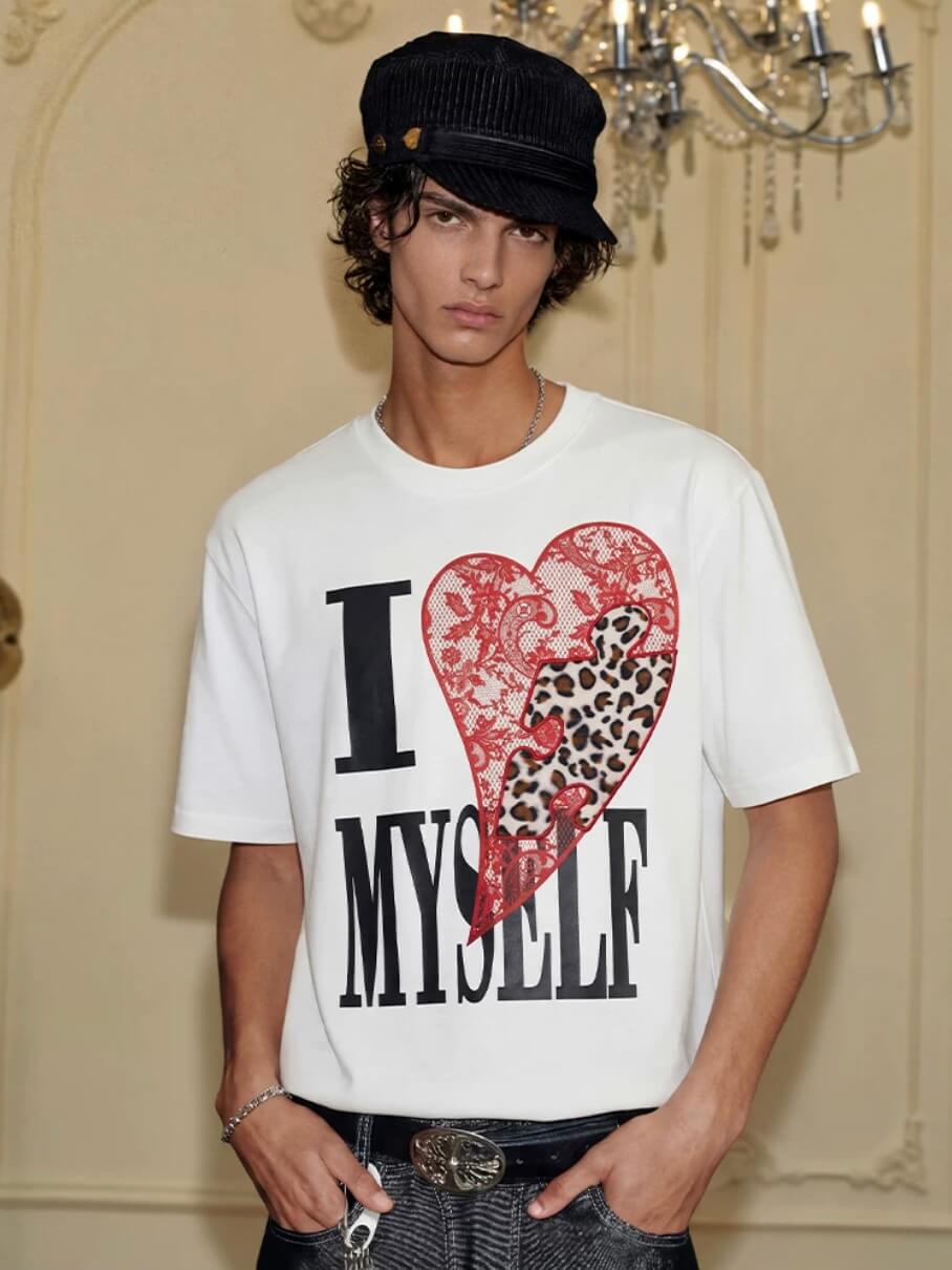 YADcrew Heart Puzzle Patchwork Lace Leopard Tee | Face 3 Face