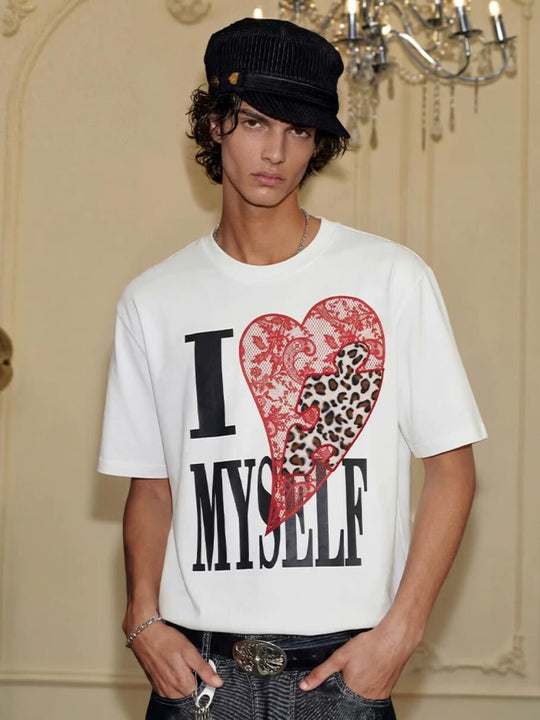YADcrew Heart Puzzle Patchwork Lace Leopard Tee | Face 3 Face