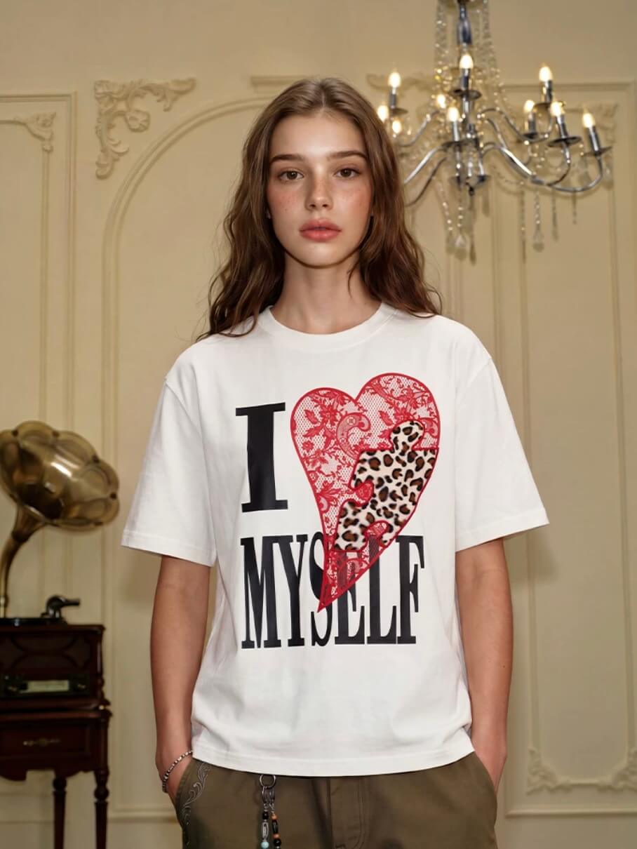 YADcrew Heart Puzzle Patchwork Lace Leopard Tee | Face 3 Face
