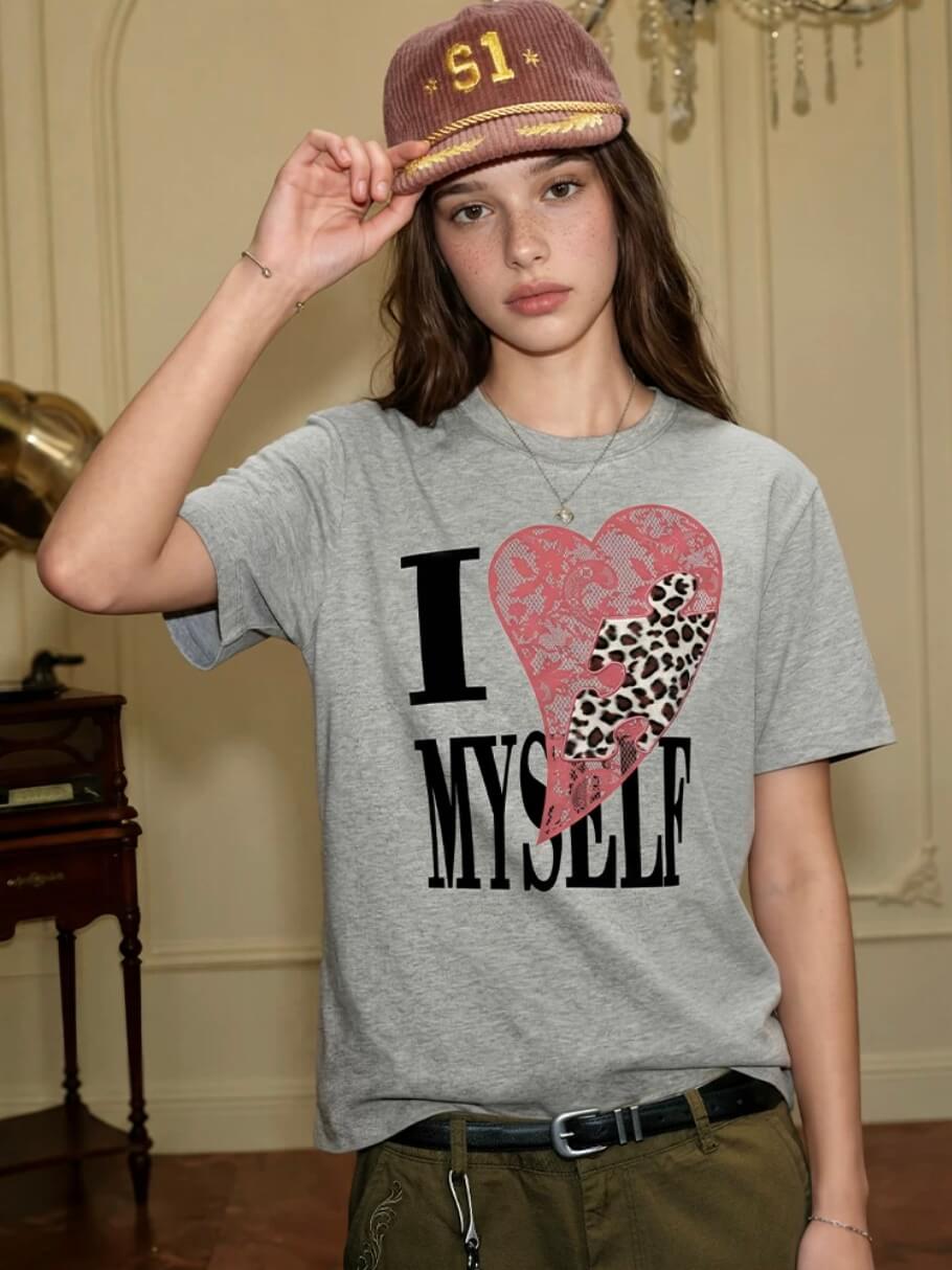 YADcrew Heart Puzzle Patchwork Lace Leopard Tee | Face 3 Face