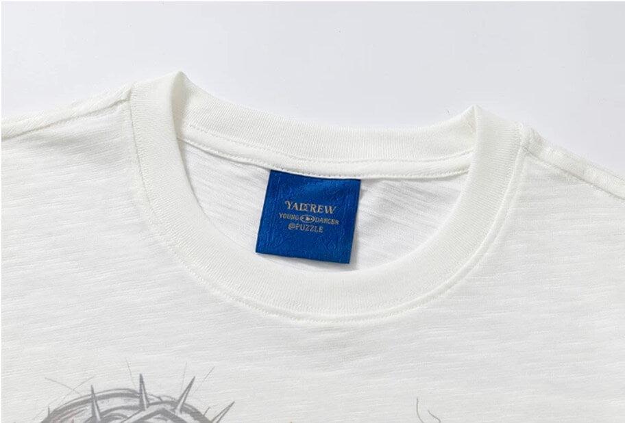 YADcrew Sunflower Jesus Print Pearl Embellished Tee | Face 3 Face