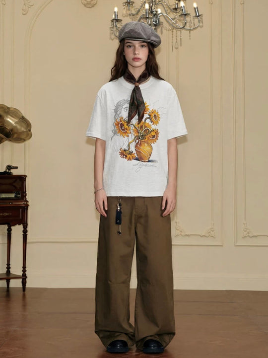 YADcrew Sunflower Jesus Print Pearl Embellished Tee | Face 3 Face
