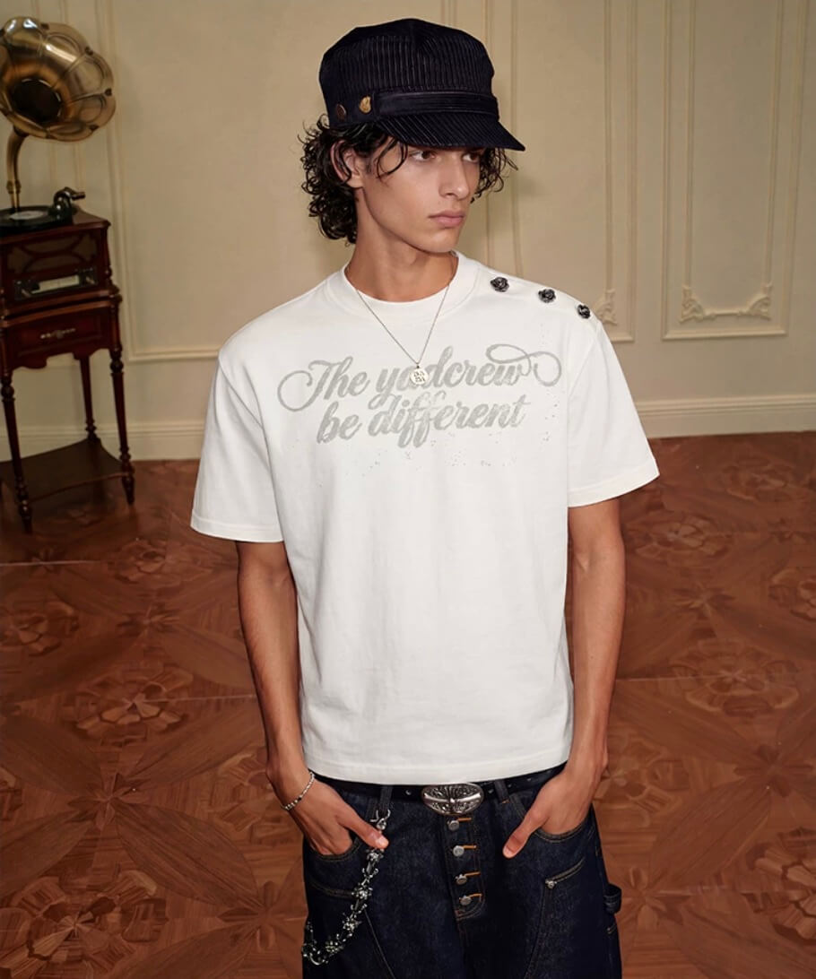 YADcrew Shoulder Rose Button Tee | Face 3 Face