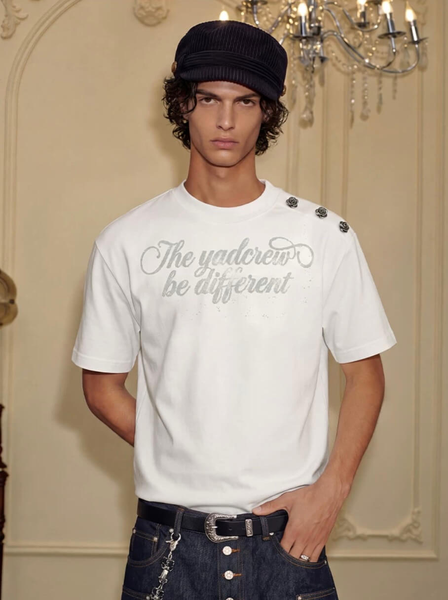 YADcrew Shoulder Rose Button Tee | Face 3 Face