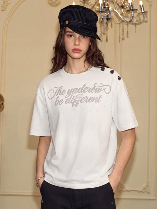 YADcrew Shoulder Rose Button Tee | Face 3 Face