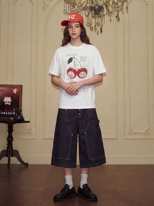 YADcrew Cherry Cat Print Bead and Rhinestone Tee | Face 3 Face