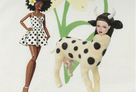 YADcrew Doll and Flower Art Print Rhinestone Tee | Face 3 Face