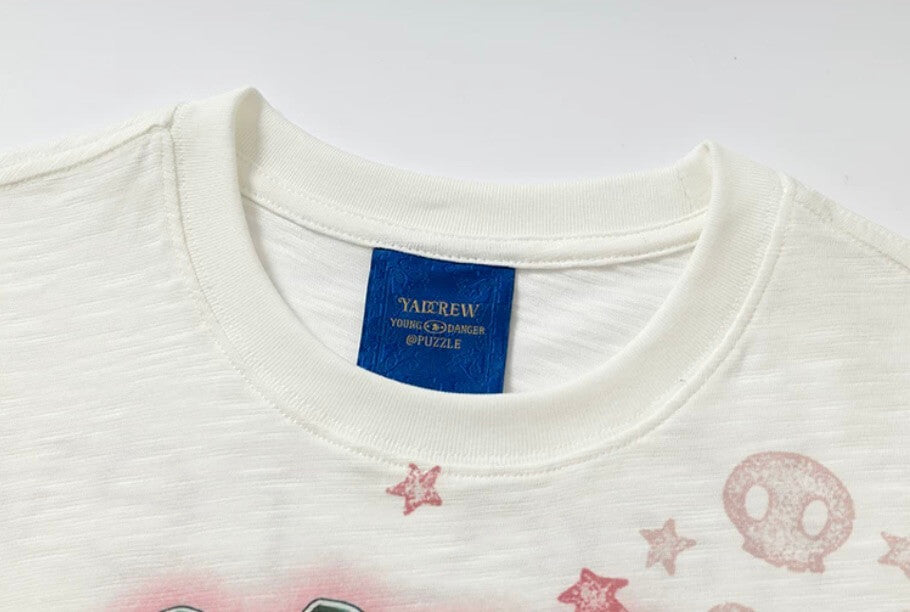 YADcrew Berry Bone Sweetheart Print Pearl and Rhinestone Tee | Face 3 Face