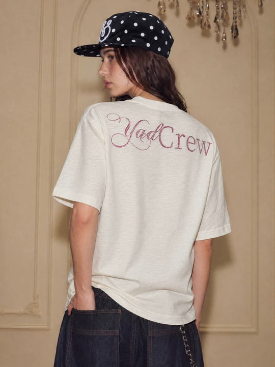 YADcrew Berry Bone Sweetheart Print Pearl and Rhinestone Tee | Face 3 Face
