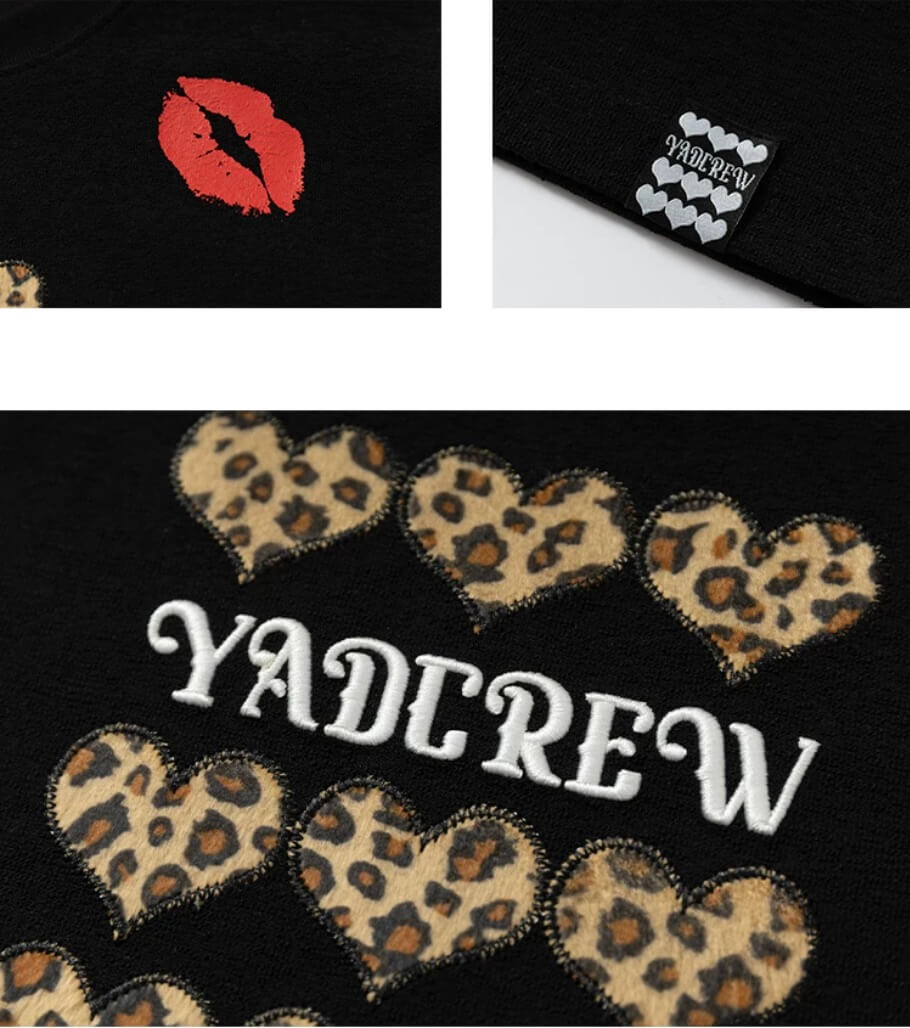 YADcrew Leopard Heart Patch Kiss Mark Tee | Face 3 Face