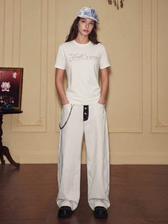 YADcrew Rhinestone Logo Slim Fit Tee | Face 3 Face
