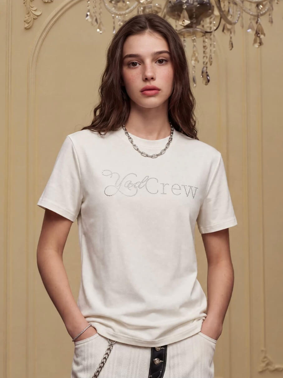 YADcrew Rhinestone Logo Slim Fit Tee | Face 3 Face
