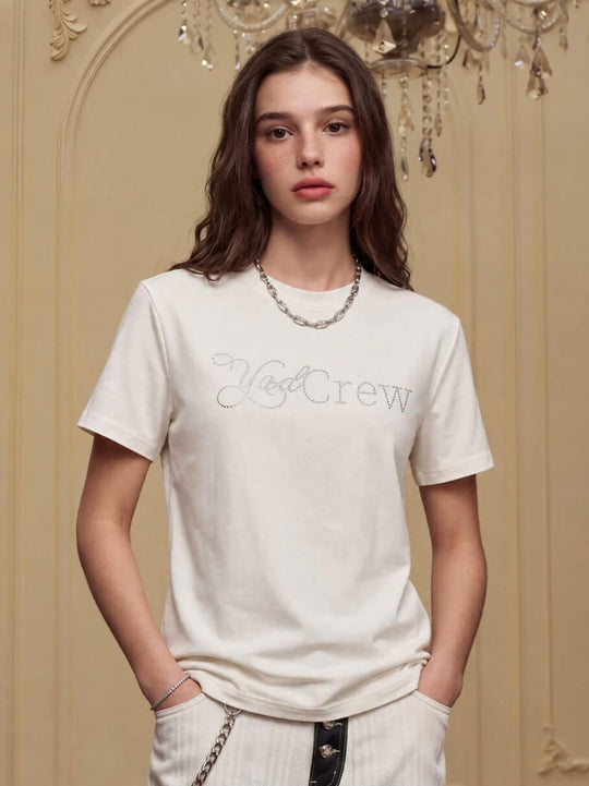 YADcrew Rhinestone Logo Slim Fit Tee | Face 3 Face