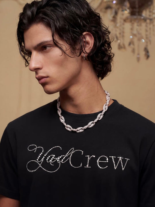 YADcrew Rhinestone Logo Slim Fit Tee | Face 3 Face