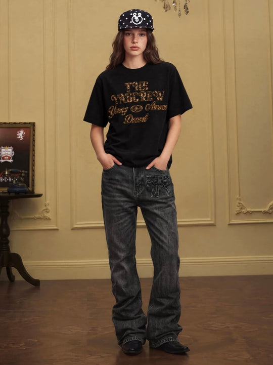 YADcrew Fuzzy Leopard Logo Patch Tee | Face 3 Face