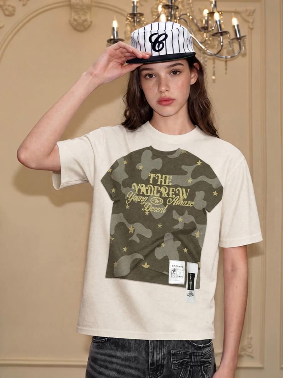 YADcrew Digital Print Camouflage Star Tee | Face 3 Face