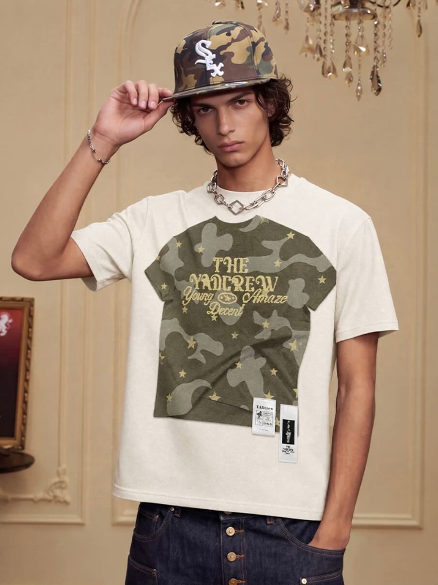 YADcrew Digital Print Camouflage Star Tee | Face 3 Face