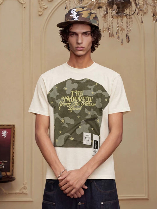 YADcrew Digital Print Camouflage Star Tee | Face 3 Face