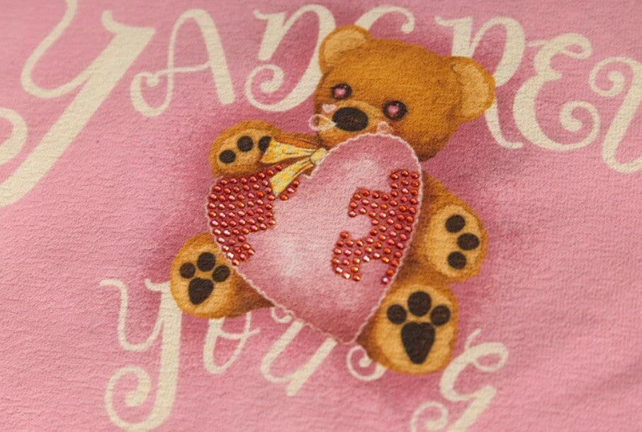 YADcrew Digital Print Cute Bear Rhinestone Tee | Face 3 Face